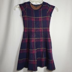 Violets & Roses blue and red plaid dress girls S  #886